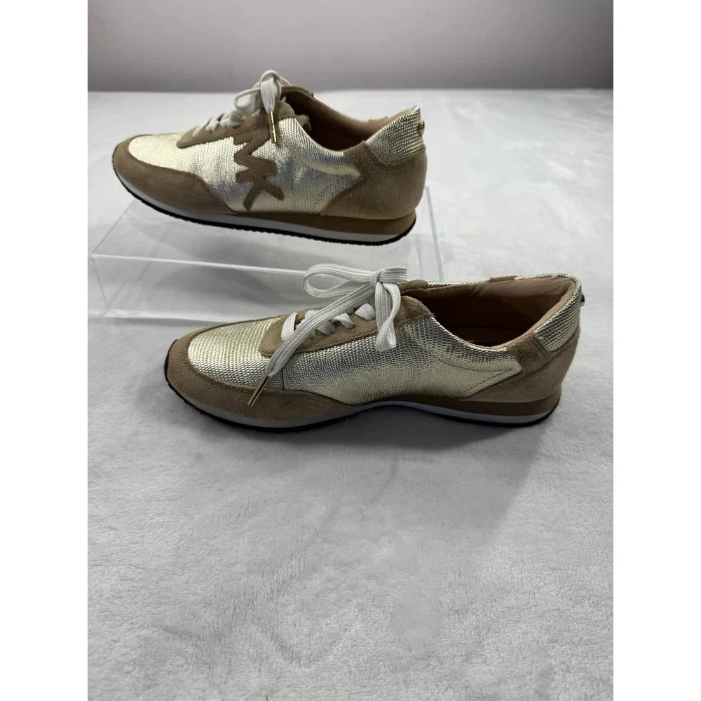 Michael Kors Stanton Trainer Sneakers Women's 6.5M Metallic Gold Lace Up Low Top